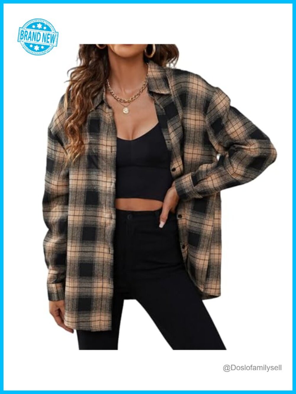 Womens Cotton Plaid Flannel Shirt Cuffed Long Sleeve Button Down Boyfriend Top